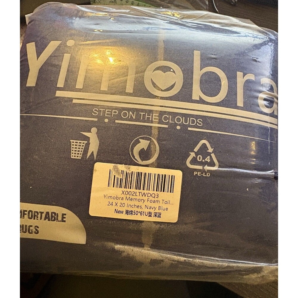 Yimobra Memory Foam Toilet Mat, Solid Navy Blue Rectangle 24 x 20 in, Washable